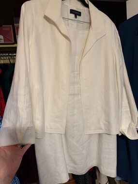 Talbots Ivory Linen Jacket with Matching Tea length Skirt